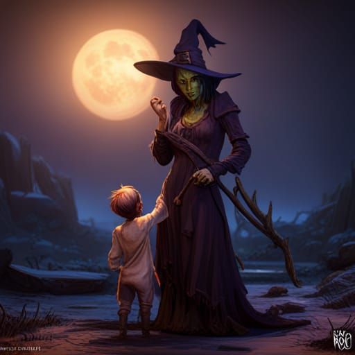 Witch and Baby: Dark Fantasy Concept Art
