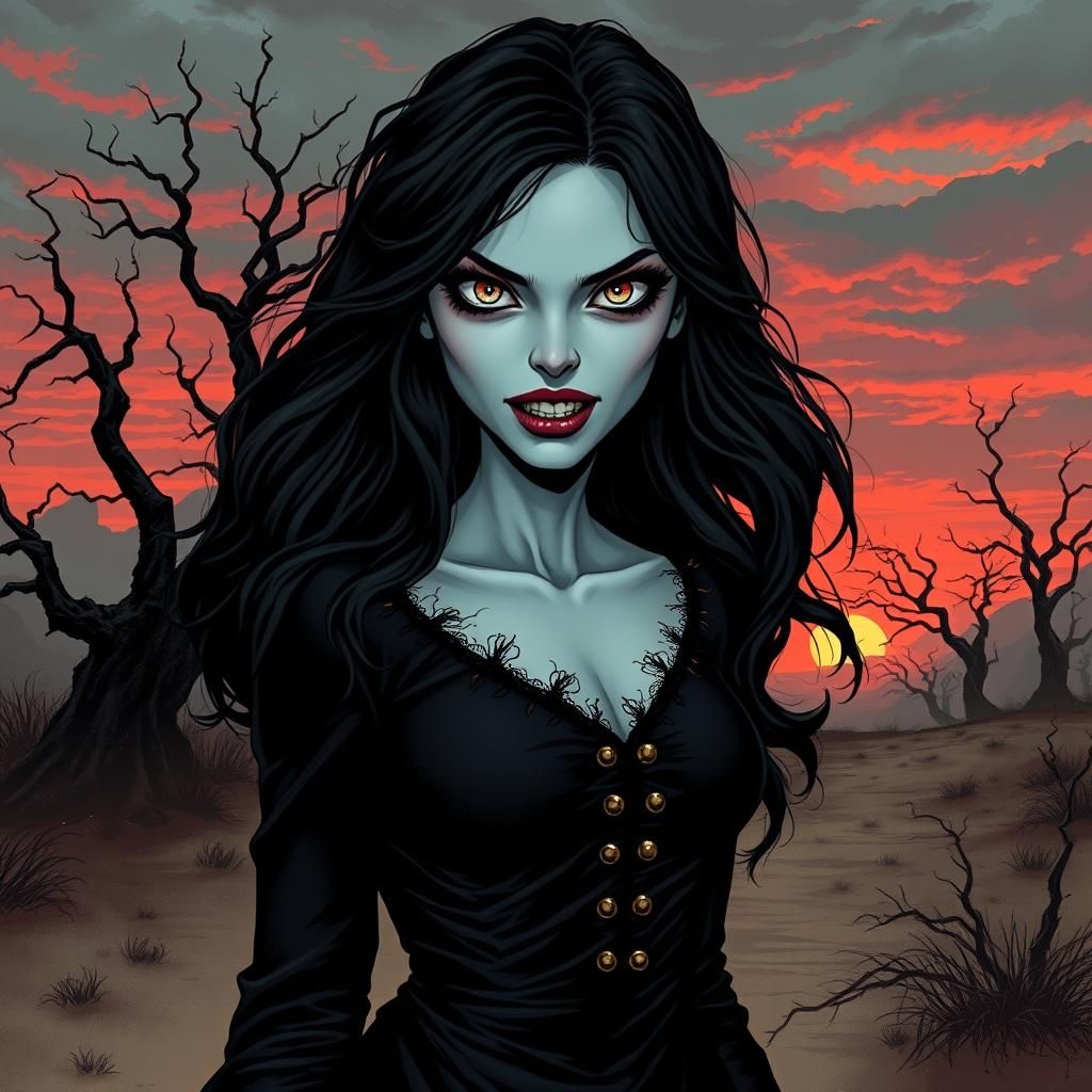 Ethereal Ghostly Female Portrait in Gothic Horror Style