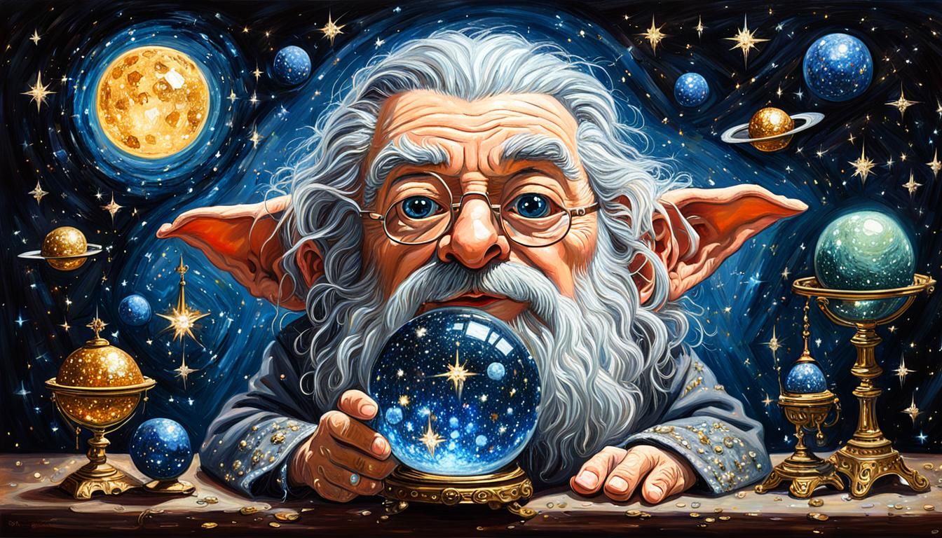 Baby Gandalf at Wizard School in Faberge Style