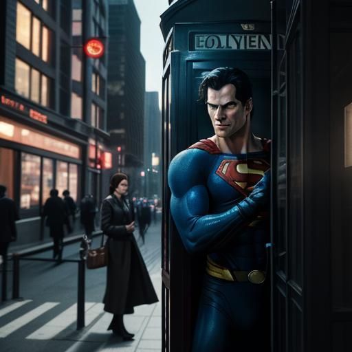 Superman Hiding from Lois Lane: Cinematic Film Still