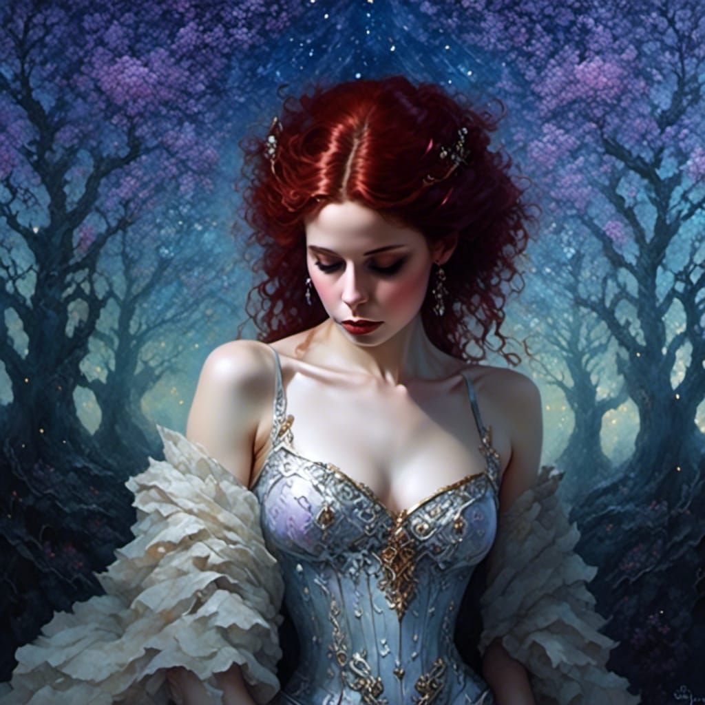 Fantasy Ballerina with Jeweled Corset in Dark Style