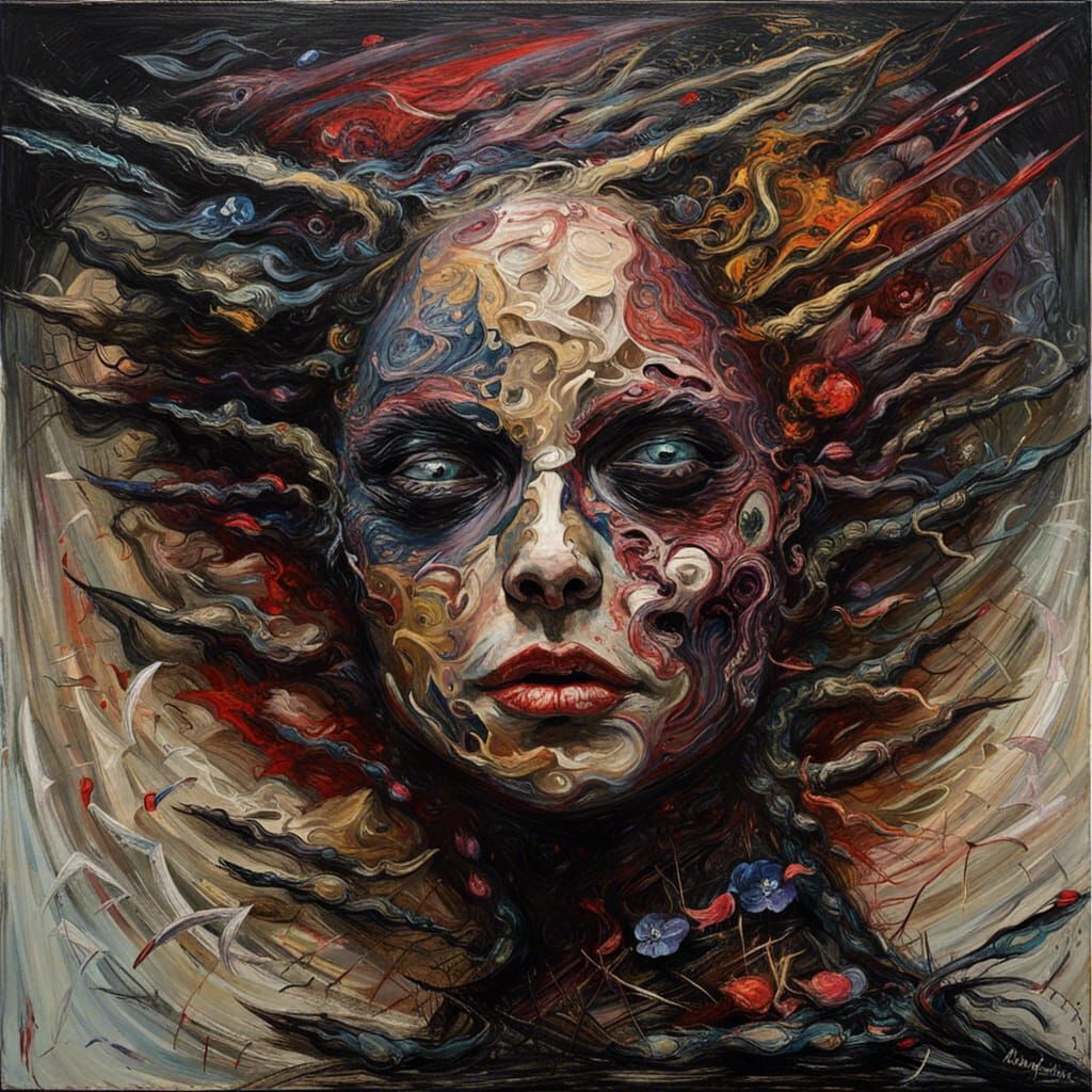 Menacing Impasto Painting: Stiletto Synapse