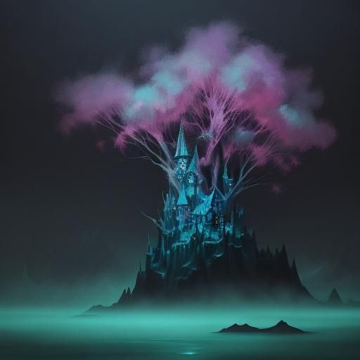 Fluorescent Vampire Torments Crown: Surrealist Oil Painting