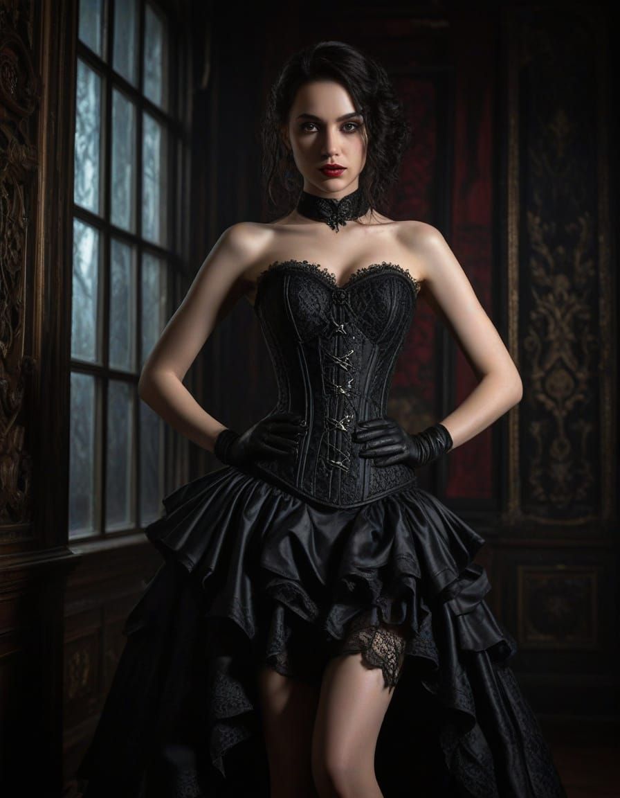 Gothic Artist Poses Sensually in Corset