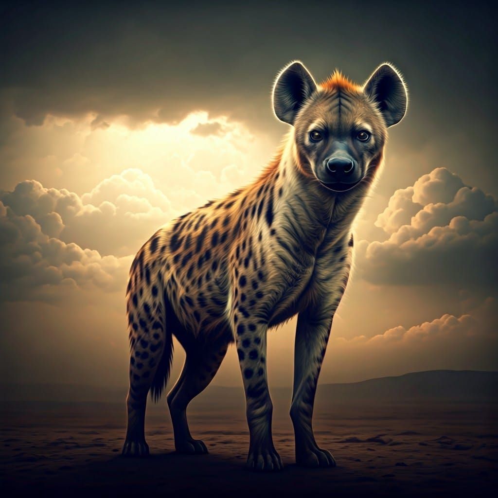 Majestic Cloud Hyena in Golden Light