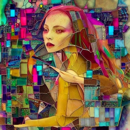 Ecstatic Pixie: Woman at Piano in Alcohol Ink