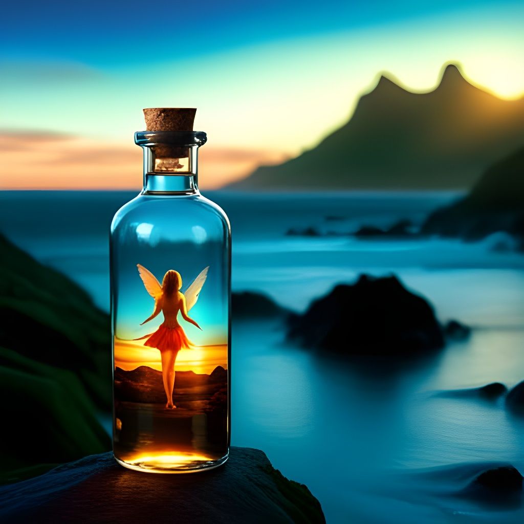 Fairy in a Bottle: Sunset Beach Art