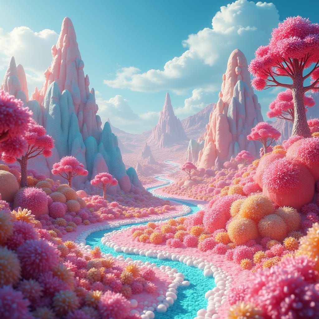 Candy Land: A Whimsical Fantasy Realm in Matte Painting Styl...