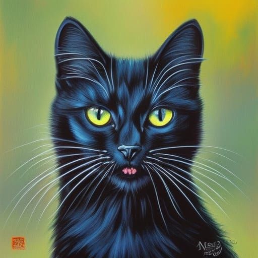 Scary Black Cat Comic Art in Burton Style