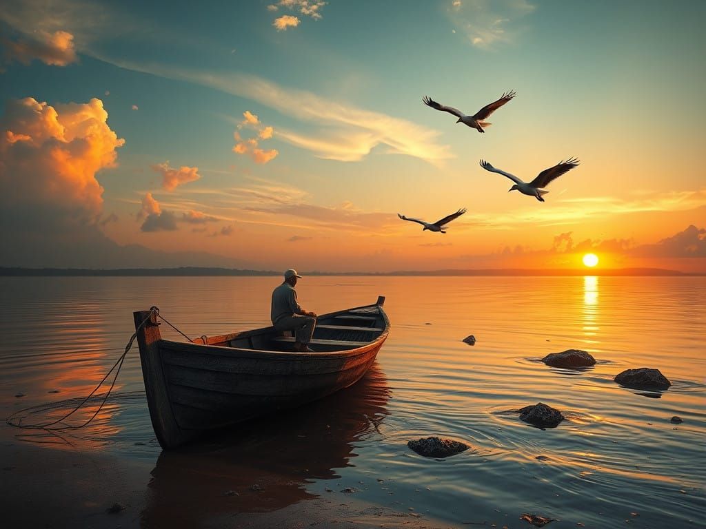 Majestic Sunset on the Orinoco River