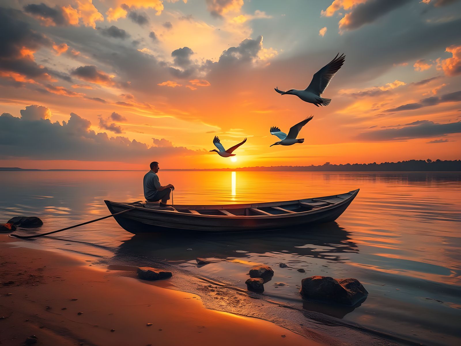 Serene Orinoco River Sunset in Hyper-Realistic Landscape
