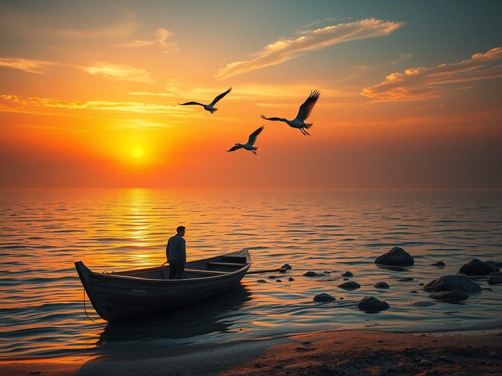 Serene Orinoco River Landscape at Sunset