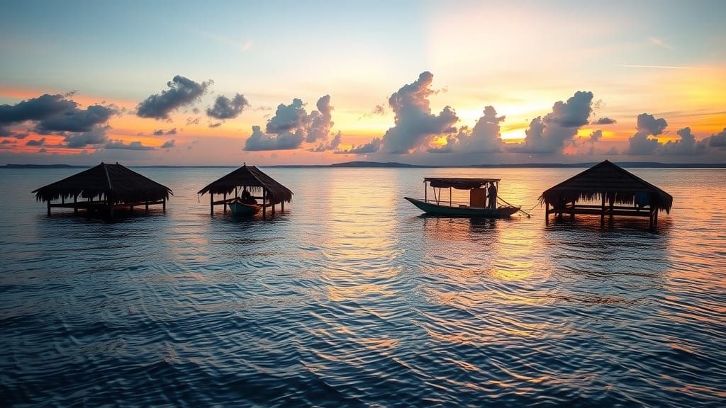 Brazilian Northeast Jangadas at Sunset