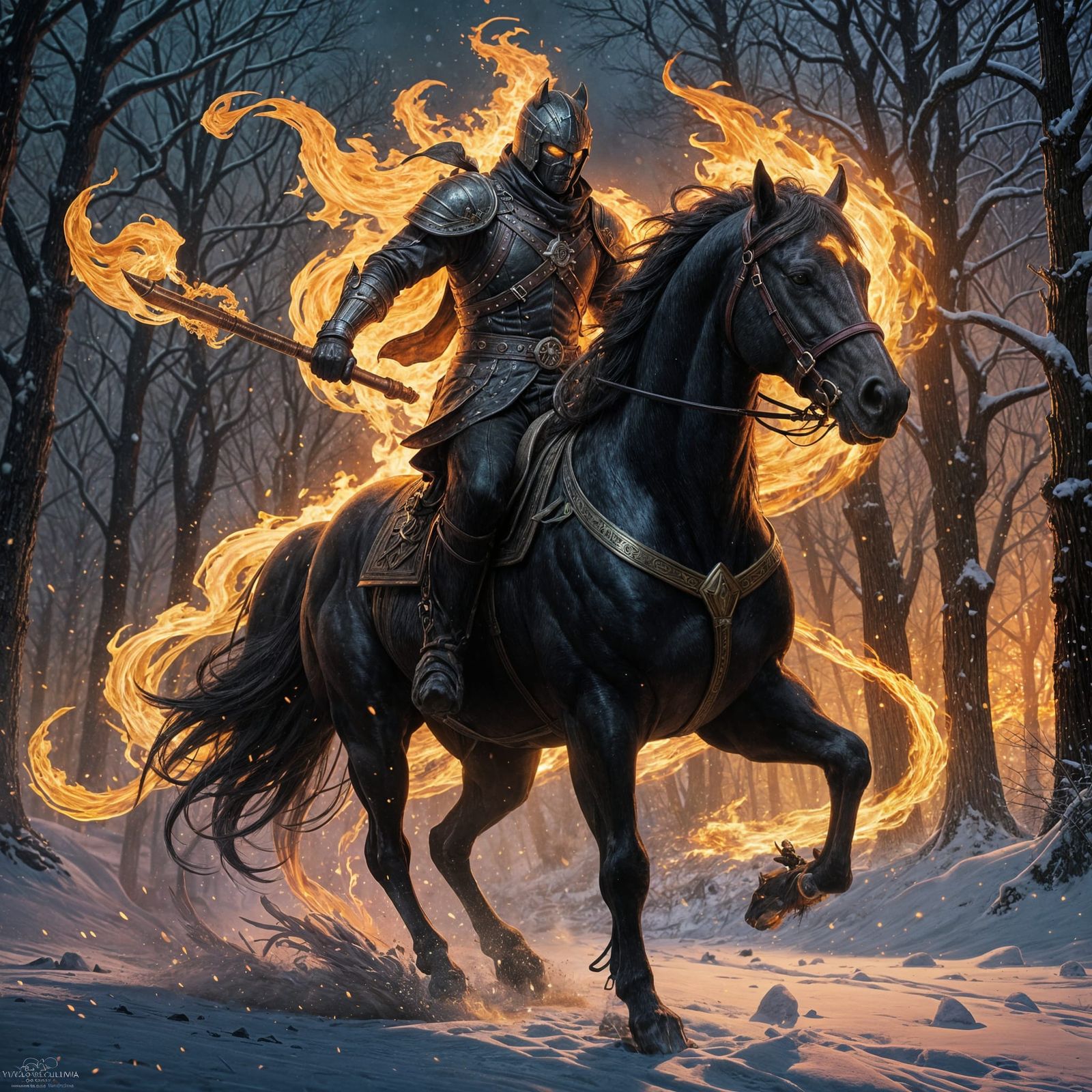 Headless Horseman Rides in Fiery Splendor as Dark Fantasy Ar...