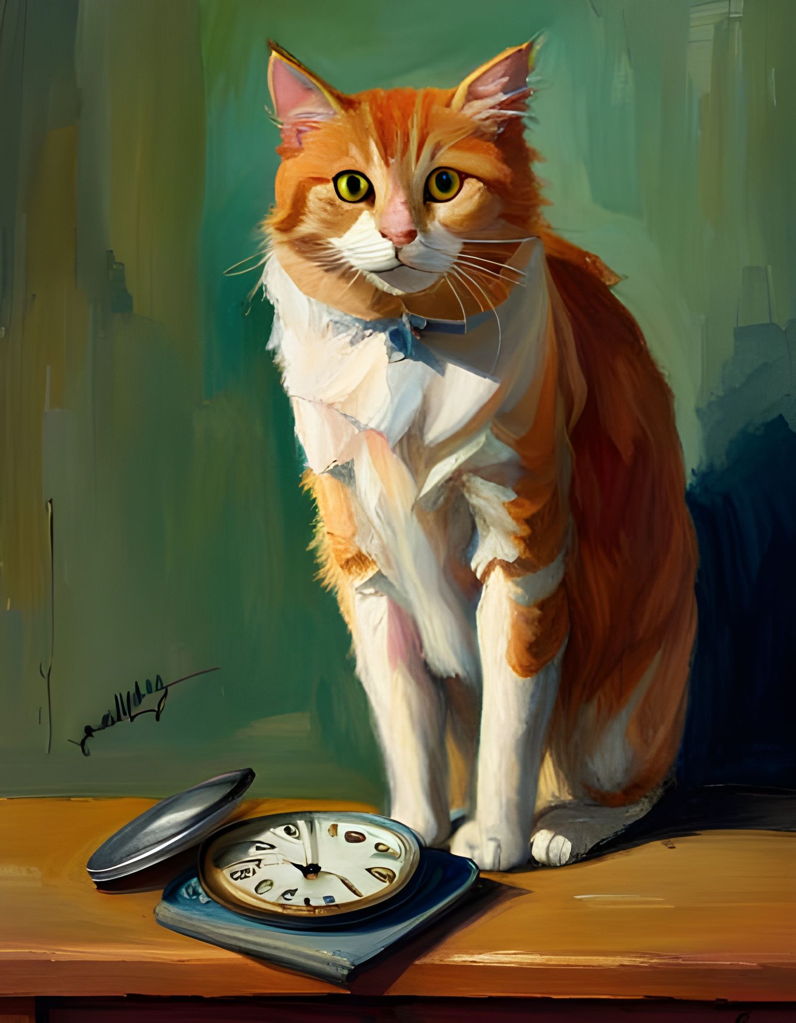 Cat Falling Through Time, a Fantasy Portrait