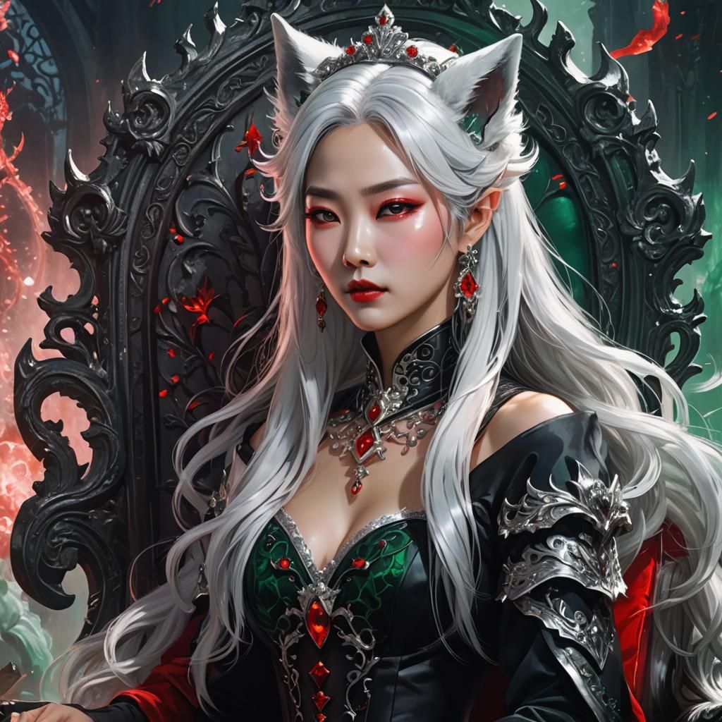 Vampire Queen with Fox Ears: Fantasy Art