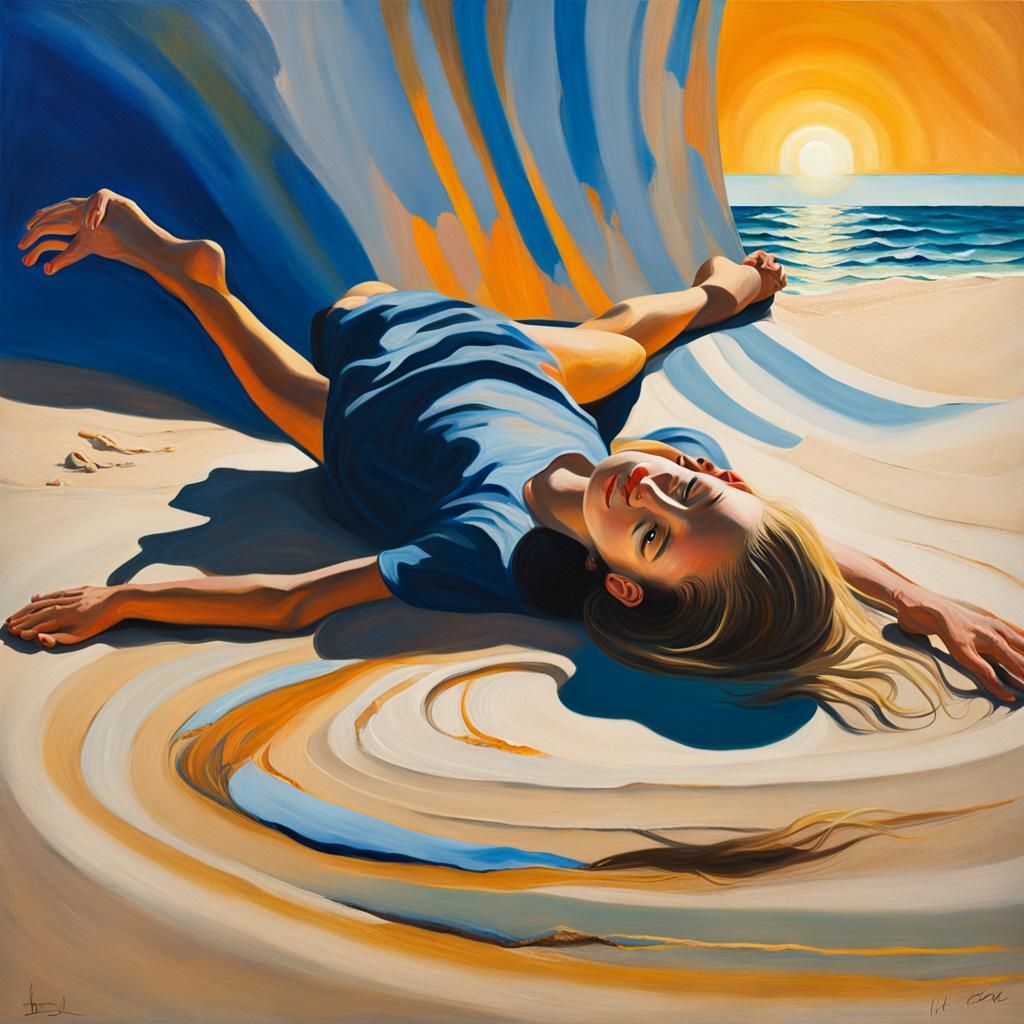 Surreal Beach Scene in Francis Bacon Style