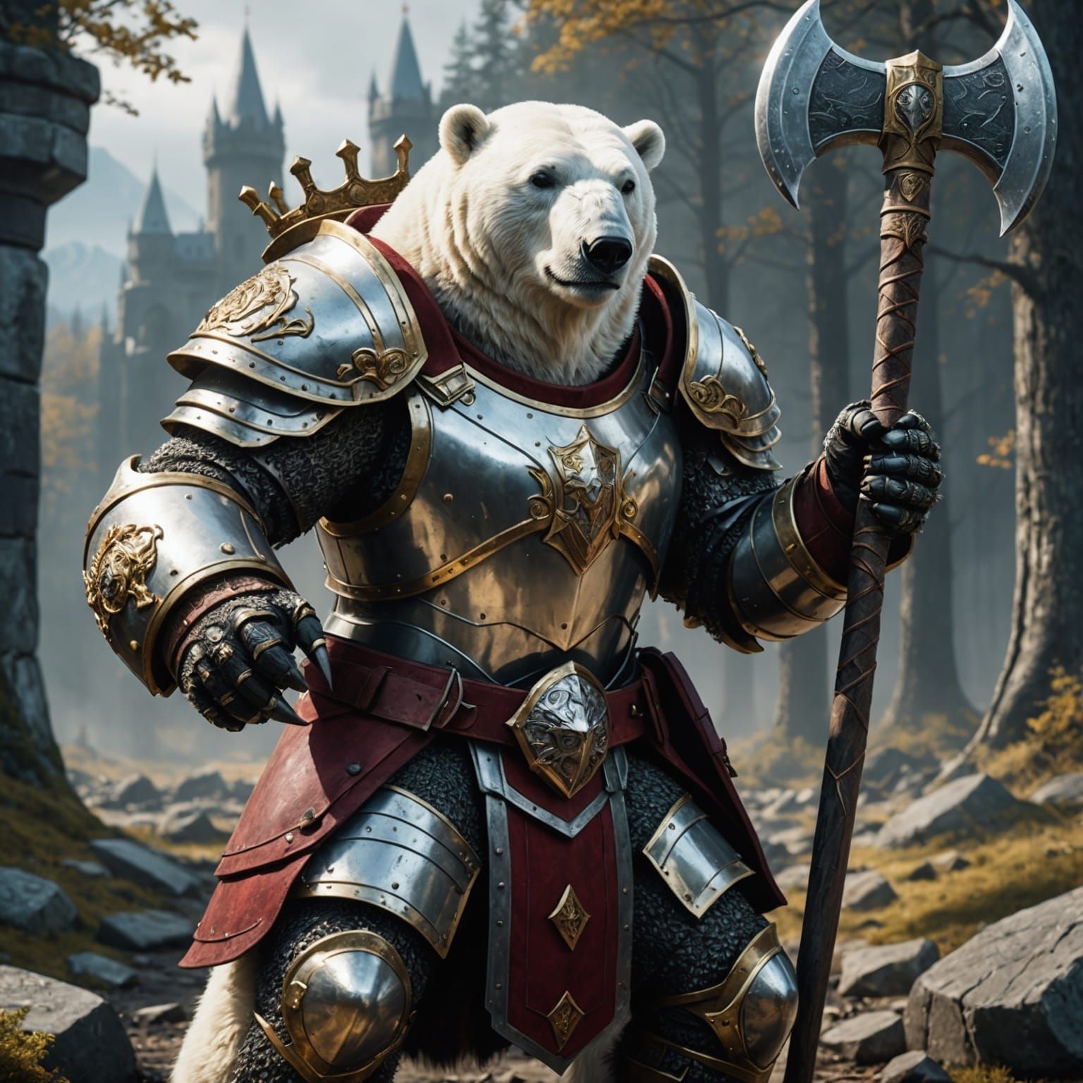 Armored Polar Bear Warrior Fantasy Concept Art