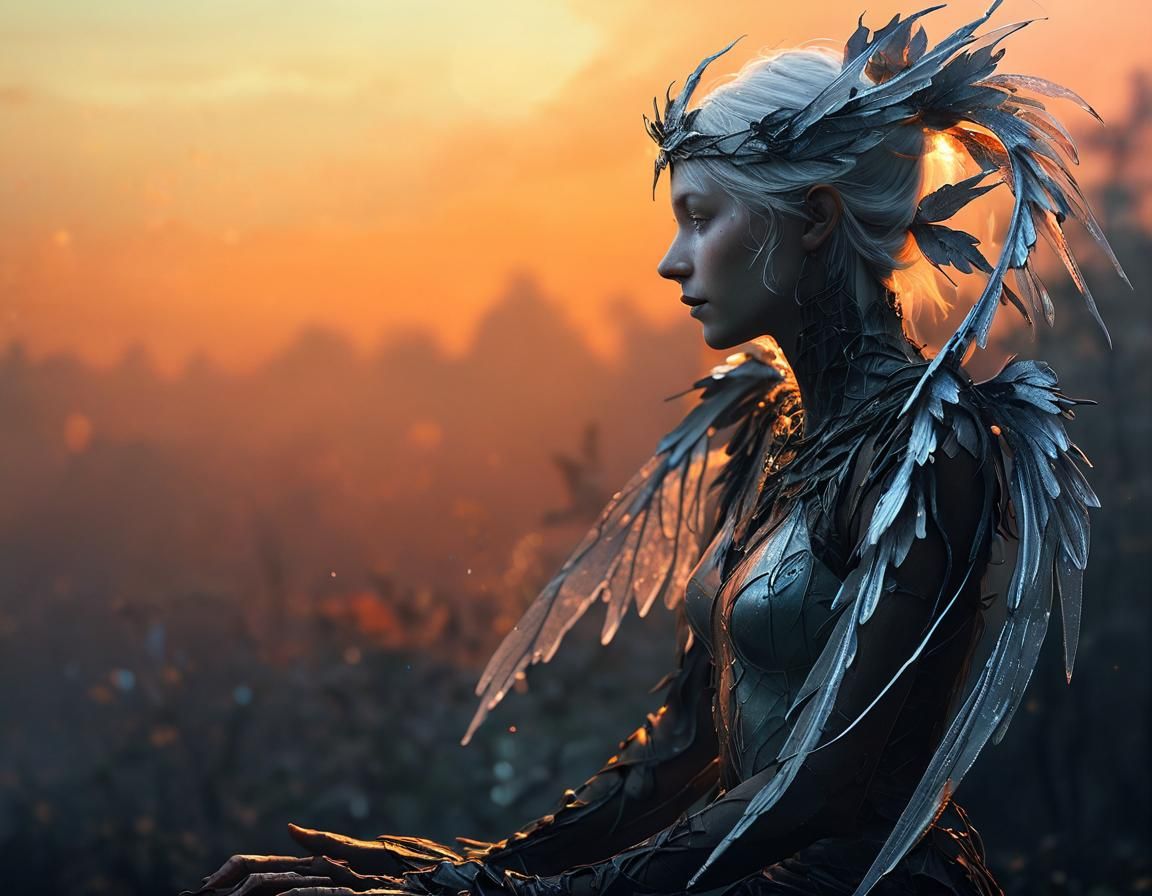 Ethereal Fairy Portrait with Translucent Wings