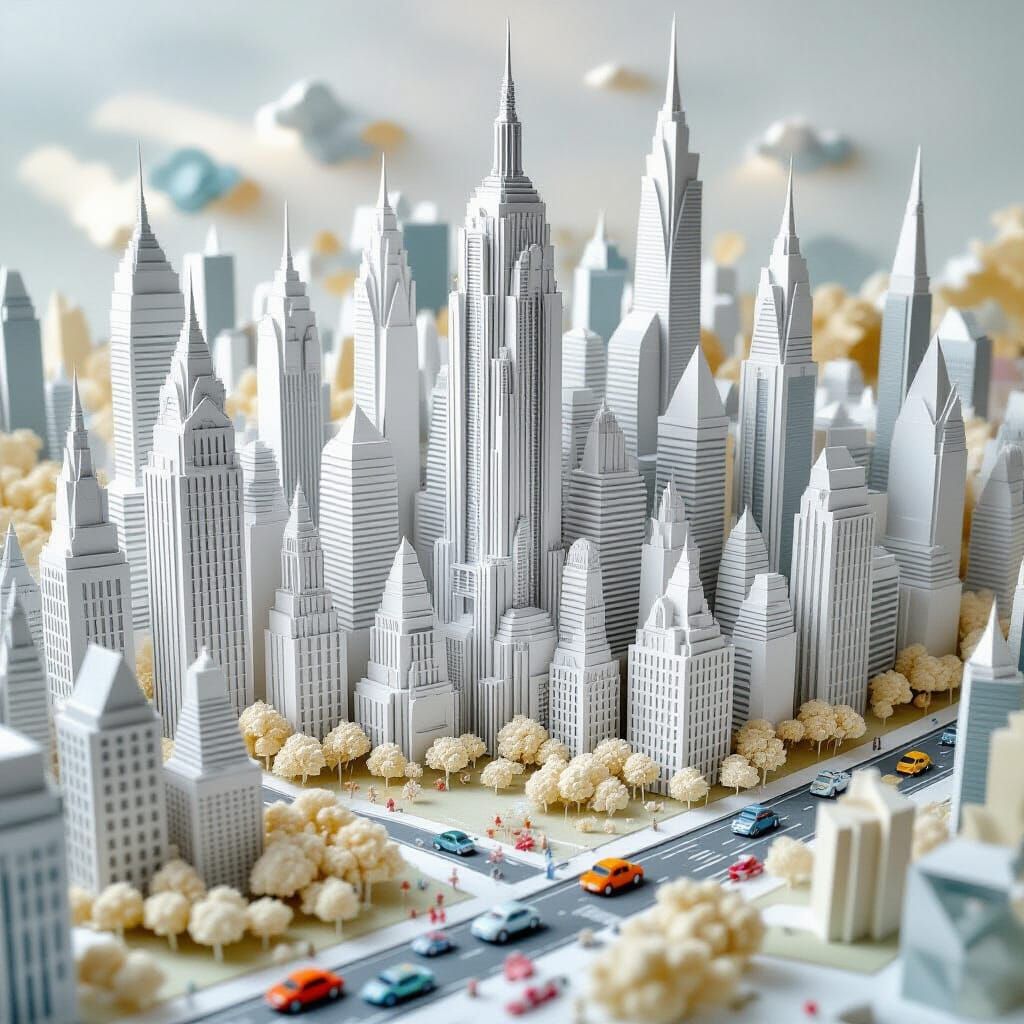 Paper Metropolis: A Whimsical Diorama Cityscape