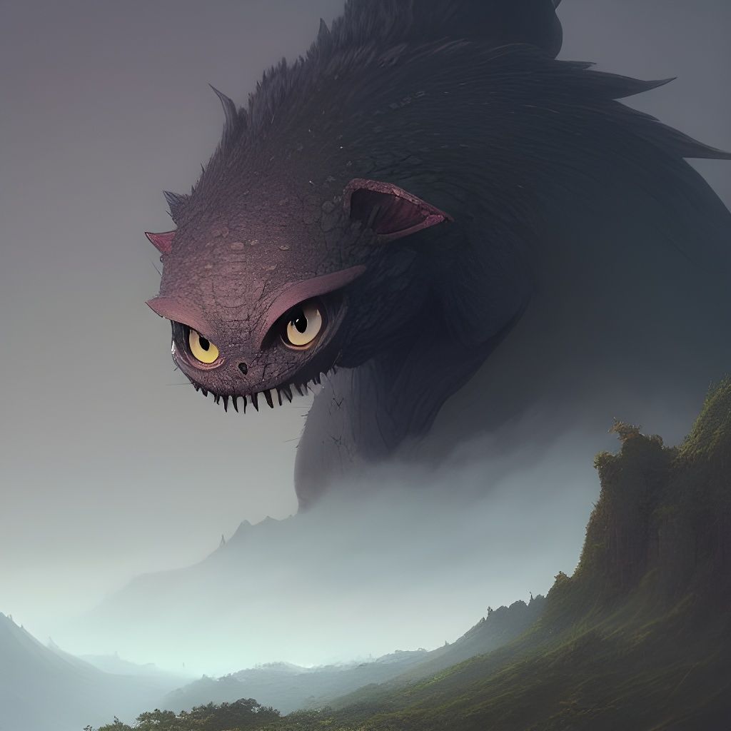 Adorable Big-Eyed Monster in Studio Ghibli Style