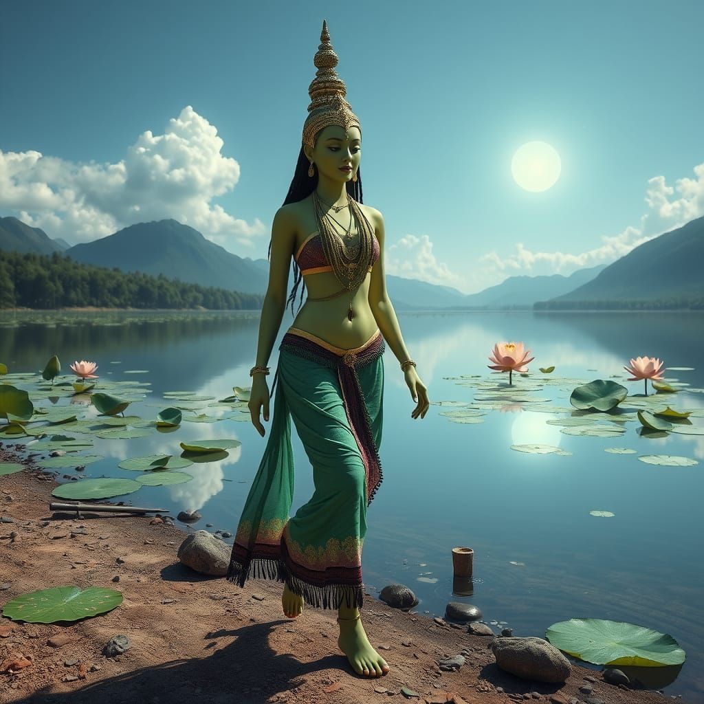 Hyperrealistic Green Tara by Lotus Lake