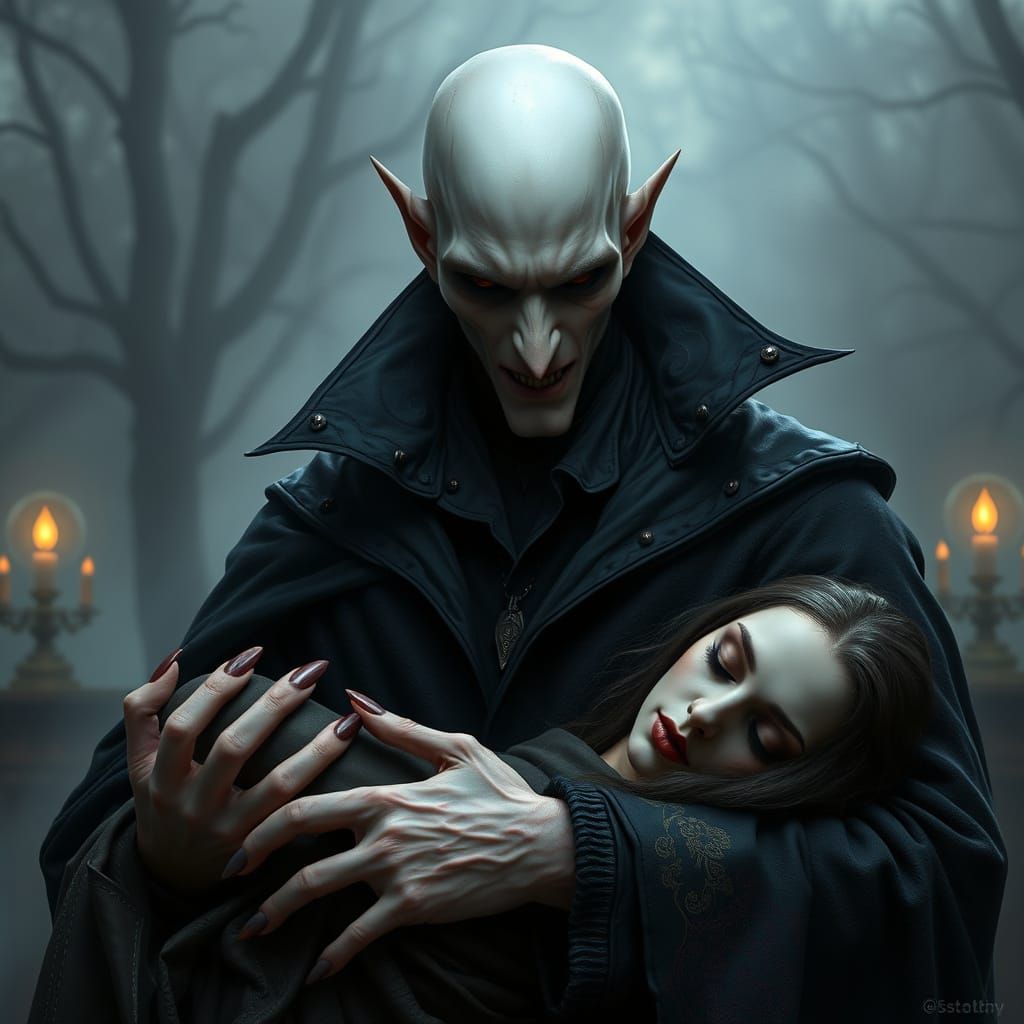 Dark Fantasy Vampire in Ethereal Mist