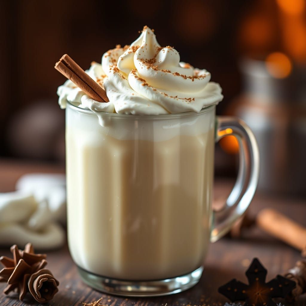 Rich Eggnog in a Warm Winter Setting