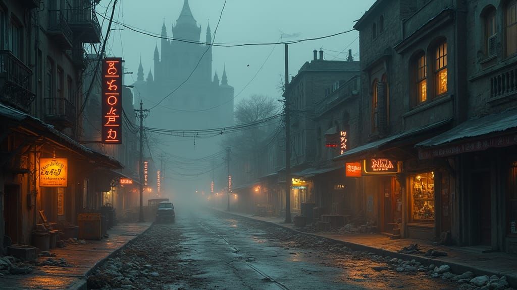 Cyberpunk Cityscape in Abandoned Provincial Capital