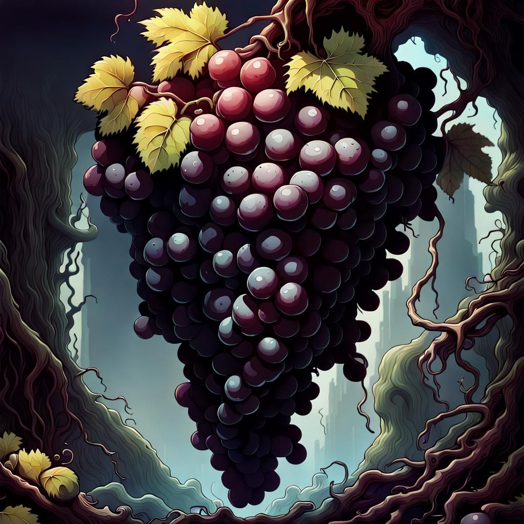 Dark Fantasy Zombie Grapes Inspired by Arcimboldo