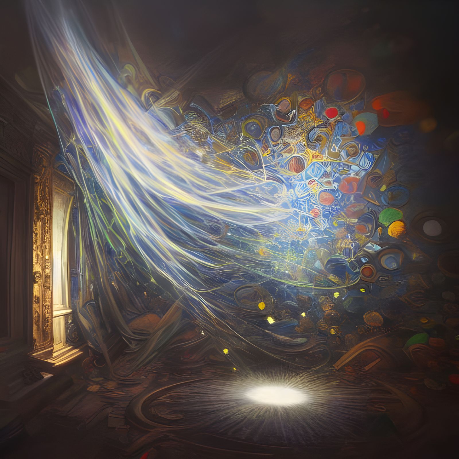 Dreamlike Dove Descent: Abstract Illusionism Masterpiece