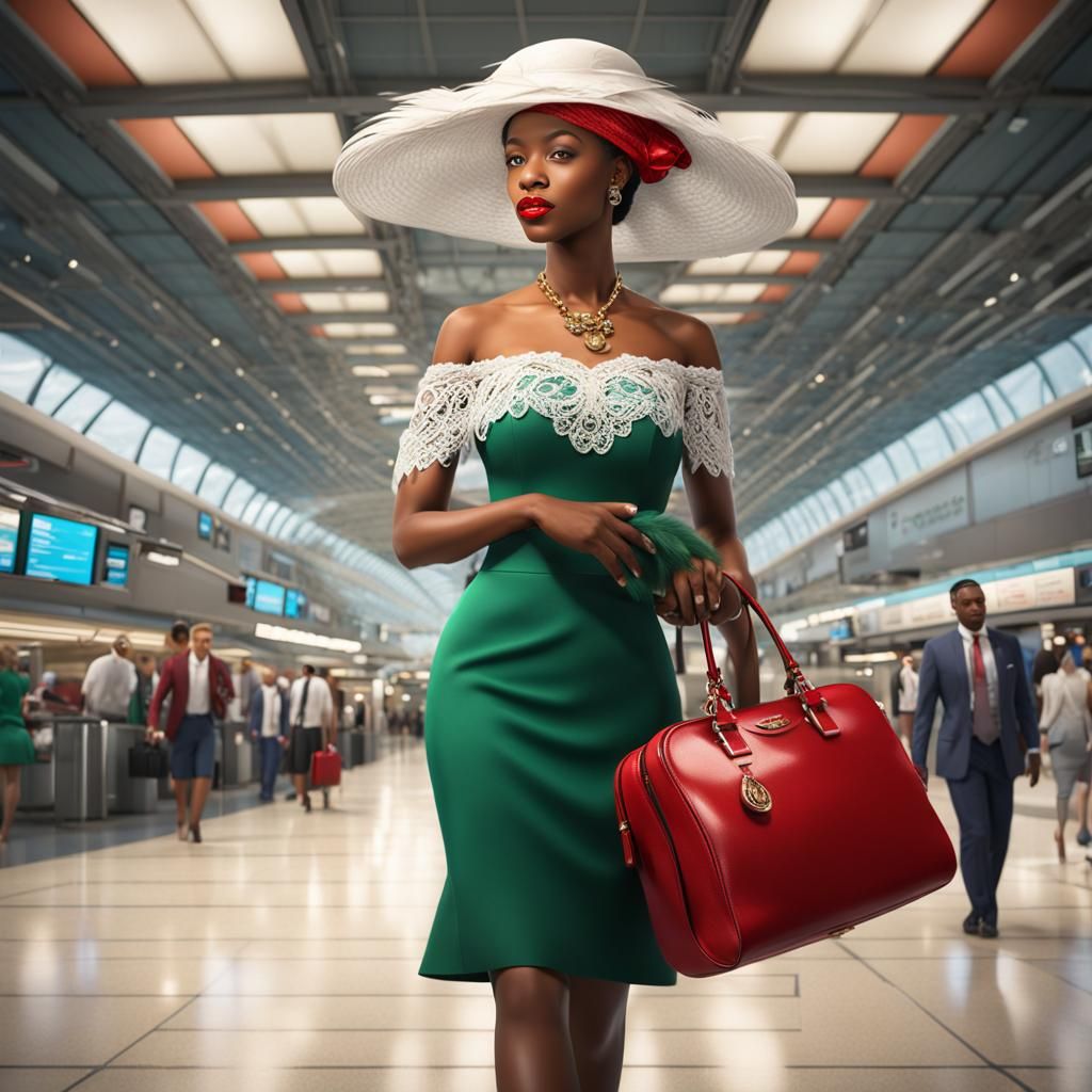 Elegant Lady with Feathered Cap, 3D Rendering