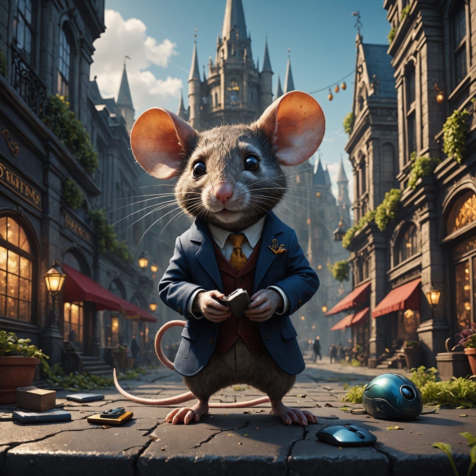 Cute Business Mouse in Detailed Matte Painting