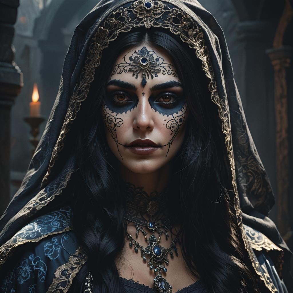 Fantasy Portrait of Greek Woman as Catrina