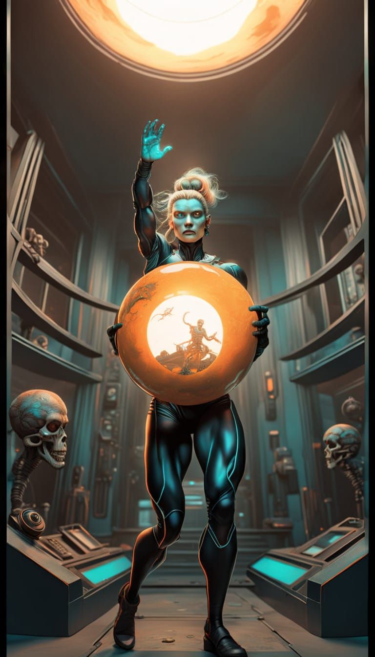 Retro Sci-Fi Frankenstein Creation: Digital Art