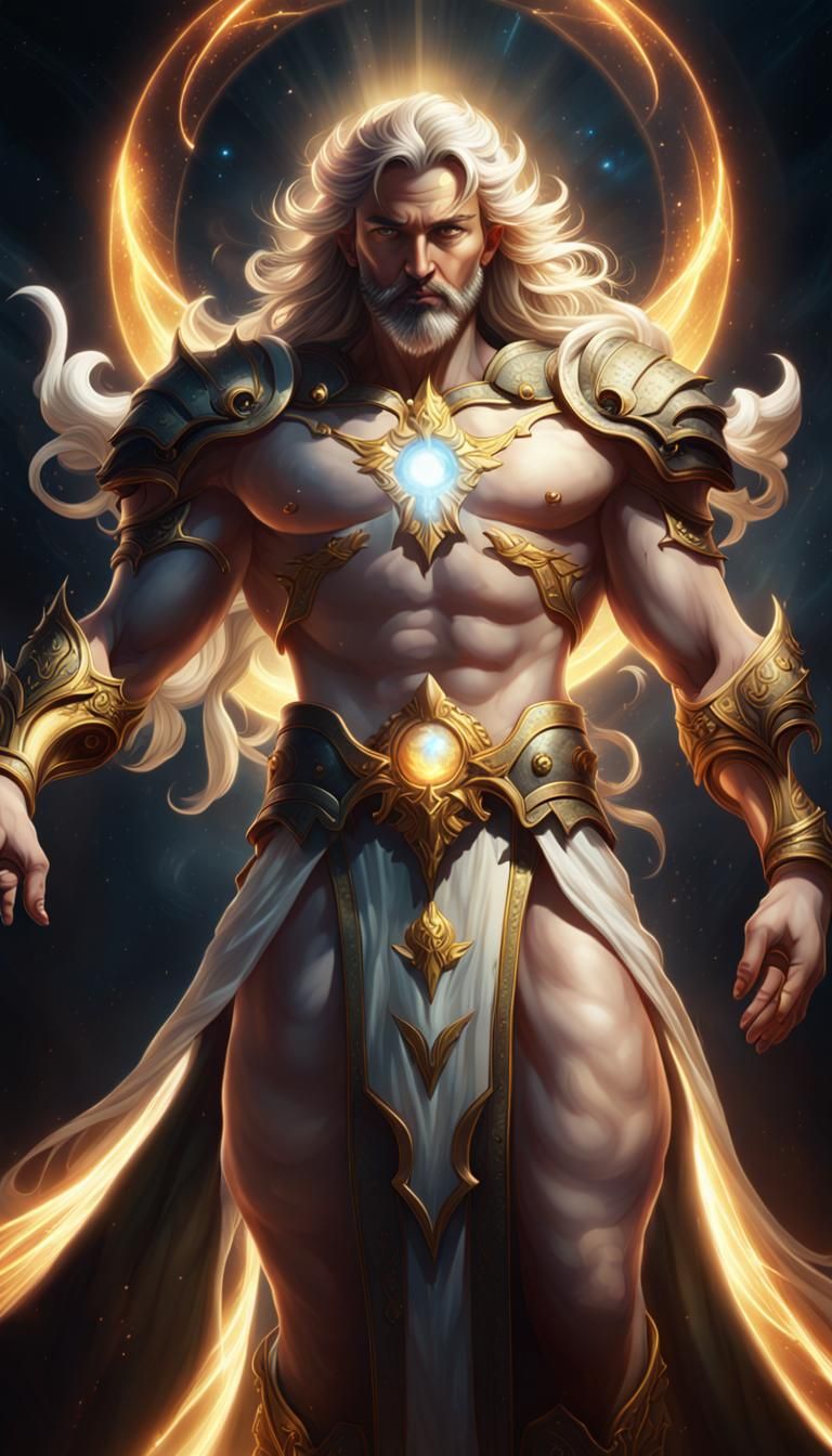 God of Light and Darkness: Hyperrealistic Illustration