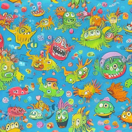 Cute Monsters Dance Party in Whimsical Landscape