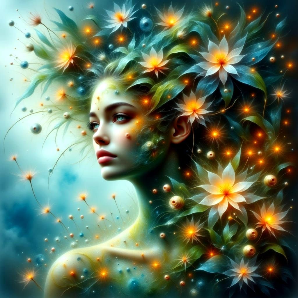 Romantic Enchanted Landscape with Dreamy Watercolor Vibe