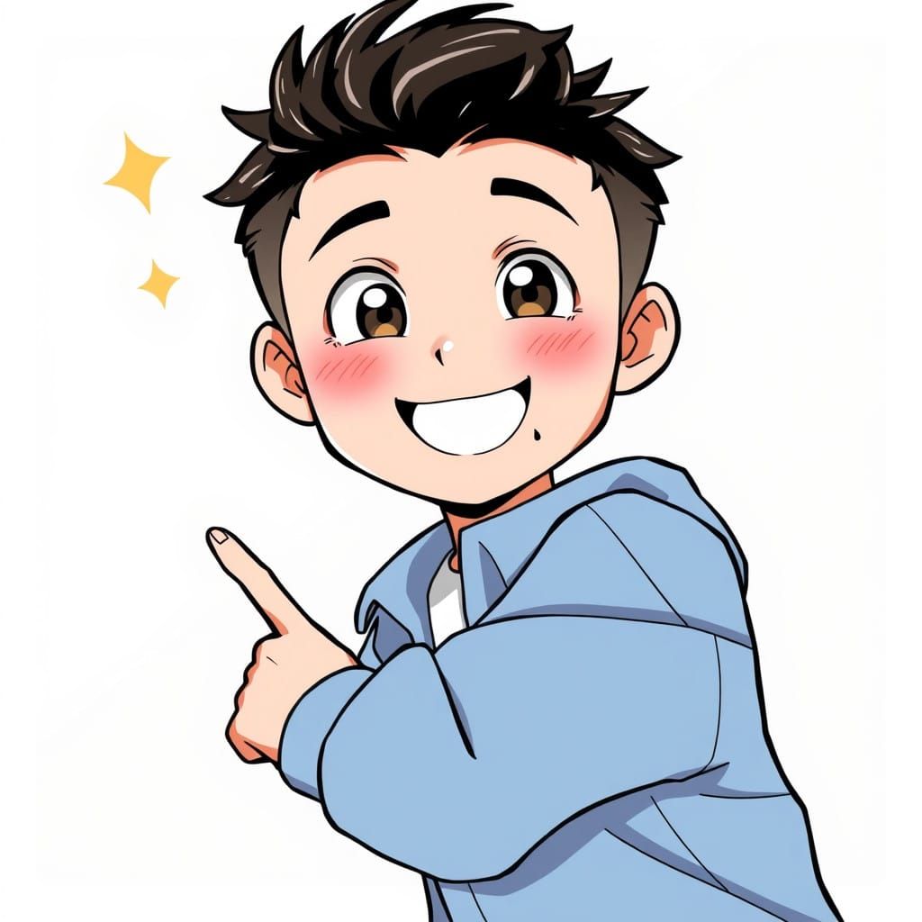 Charming Young Man Smiles with Exaggerated Joy in Vibrant Ch...