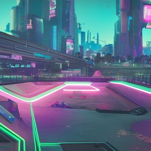Skatepark in 2050: A Cyberpunk Vision