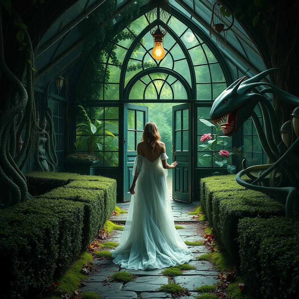 Maiden's Perilous Greenhouse Discovery in Gothic Style