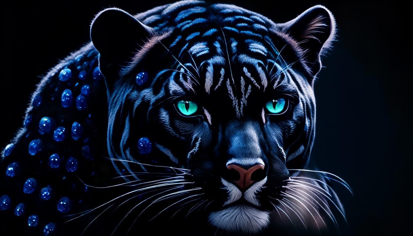 Panther Portrait in Dark Forest, Giger Inspiration