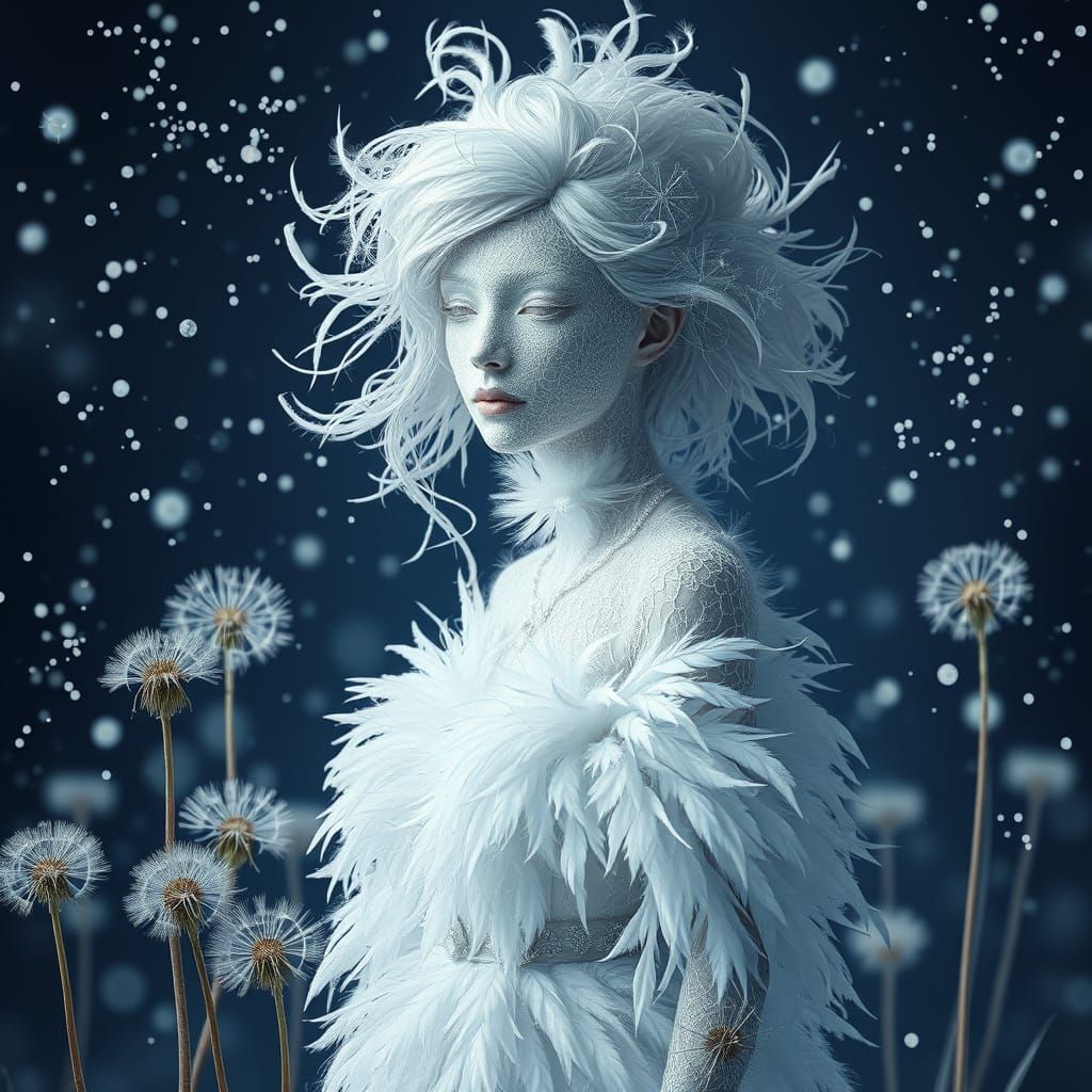 Hyperrealistic Frozen Beauty in a Surreal Dreamscape