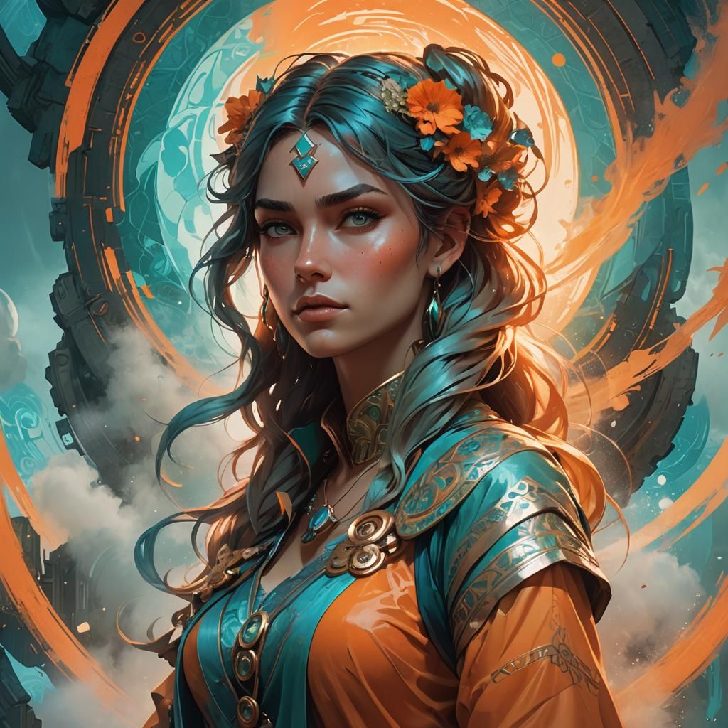 Dynamic Fantasy Portrait of a Confident Girl