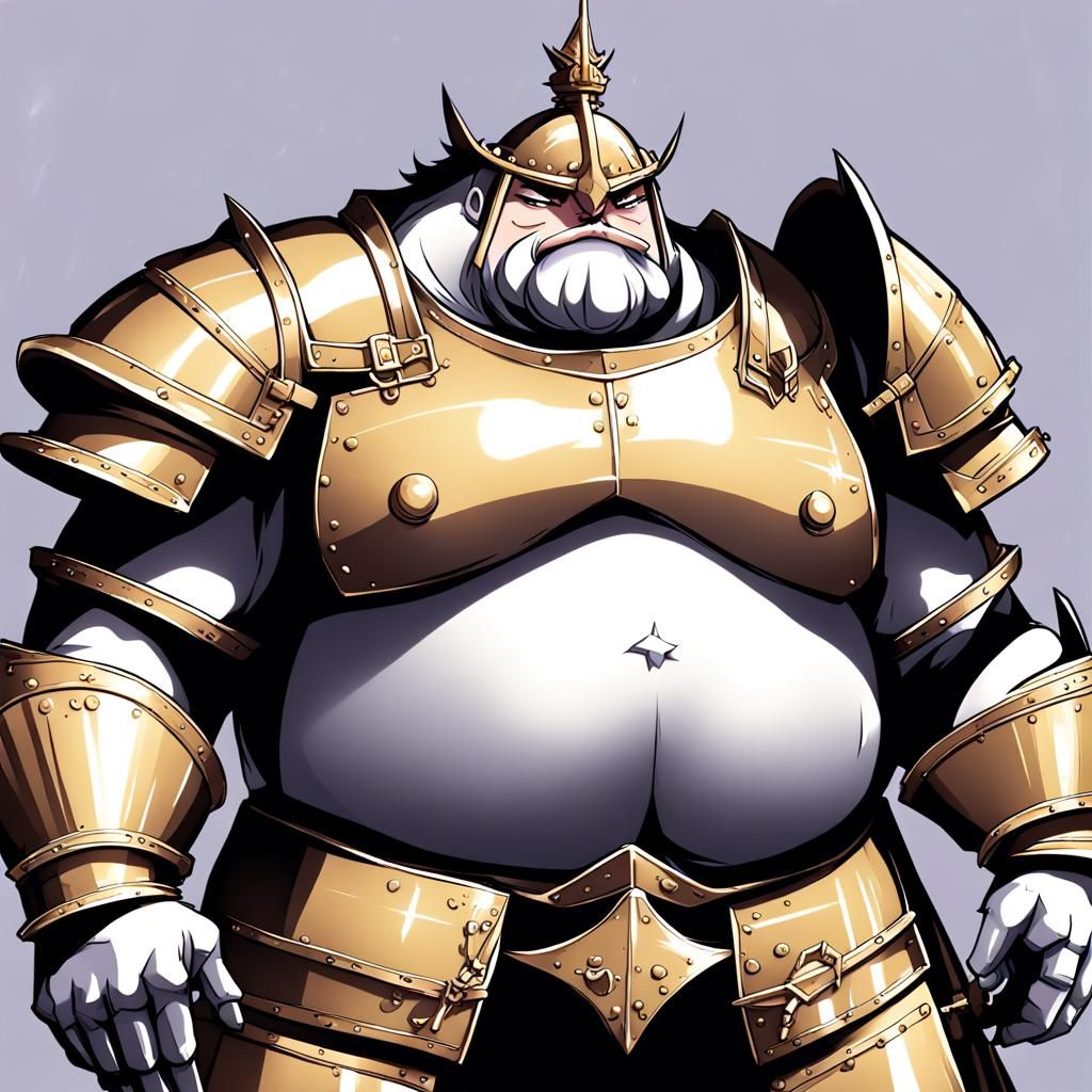 Overweight Knight in Anime Style Armor