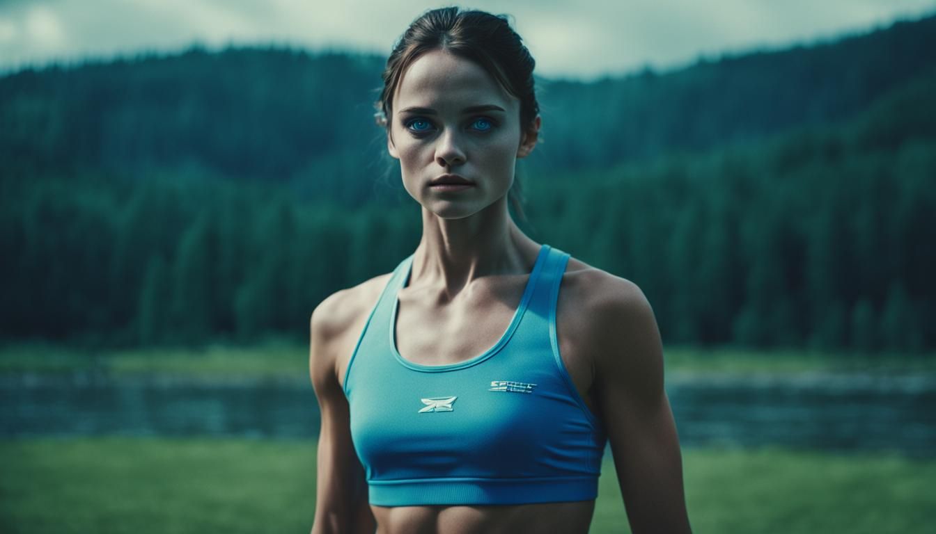 Beautiful Brunette with Blue Eyes in Cinematic Style