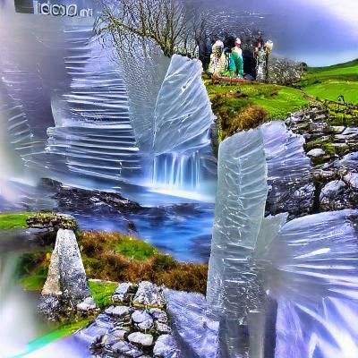 Crystalline Ice Waterfall in Irish Mountains