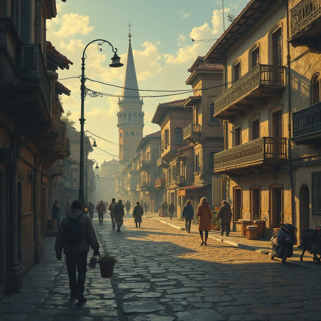 Surreal Stone Houses with Wooden Roofs and a Grand Wooden Ga...