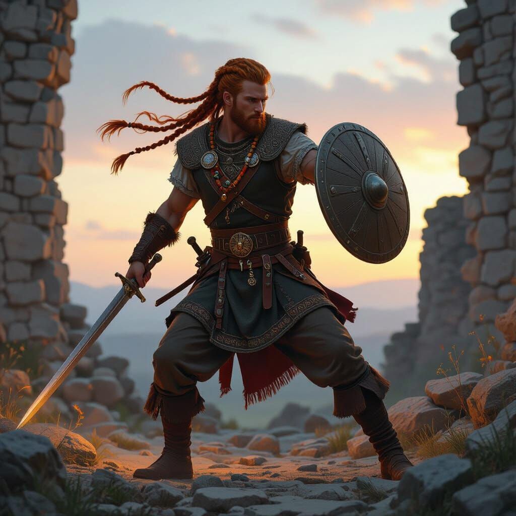 Saxon Prince Dancing in Ruins, Photorealistic Detail