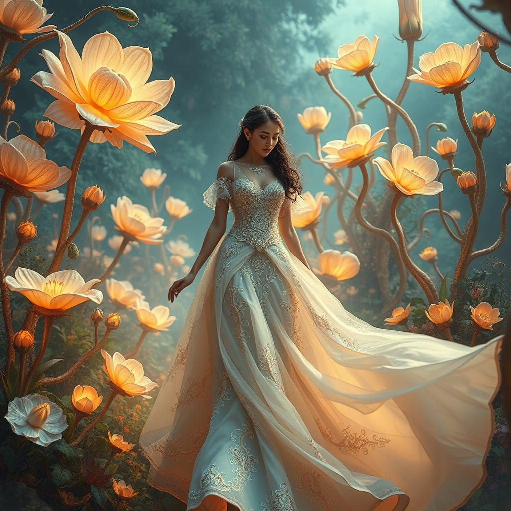 Surreal Garden Fantasy in Whimsical Style
